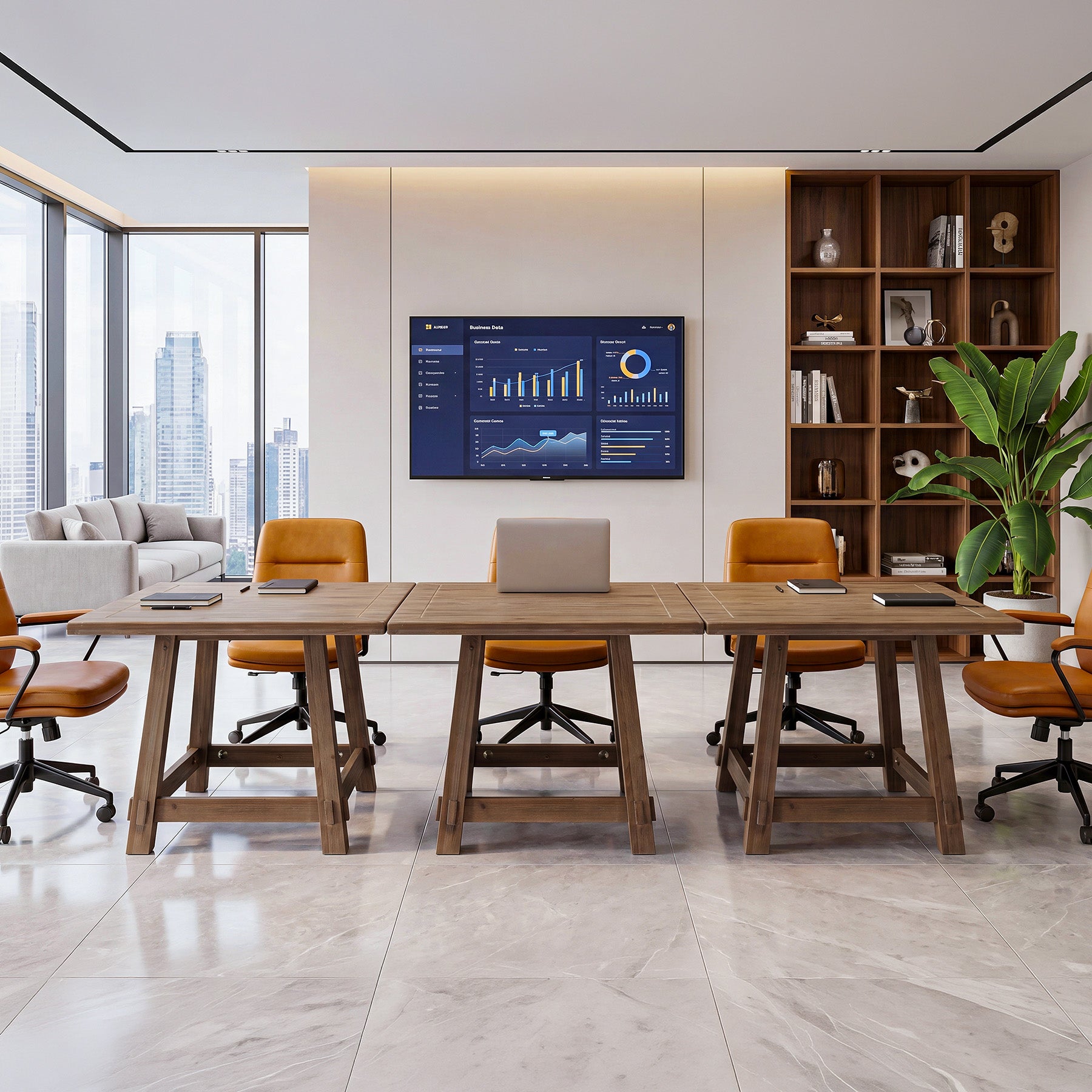 Tribesigns 31.49-Inch Solid Wood Conference Table for 4, Square Meeting Table for Home Office