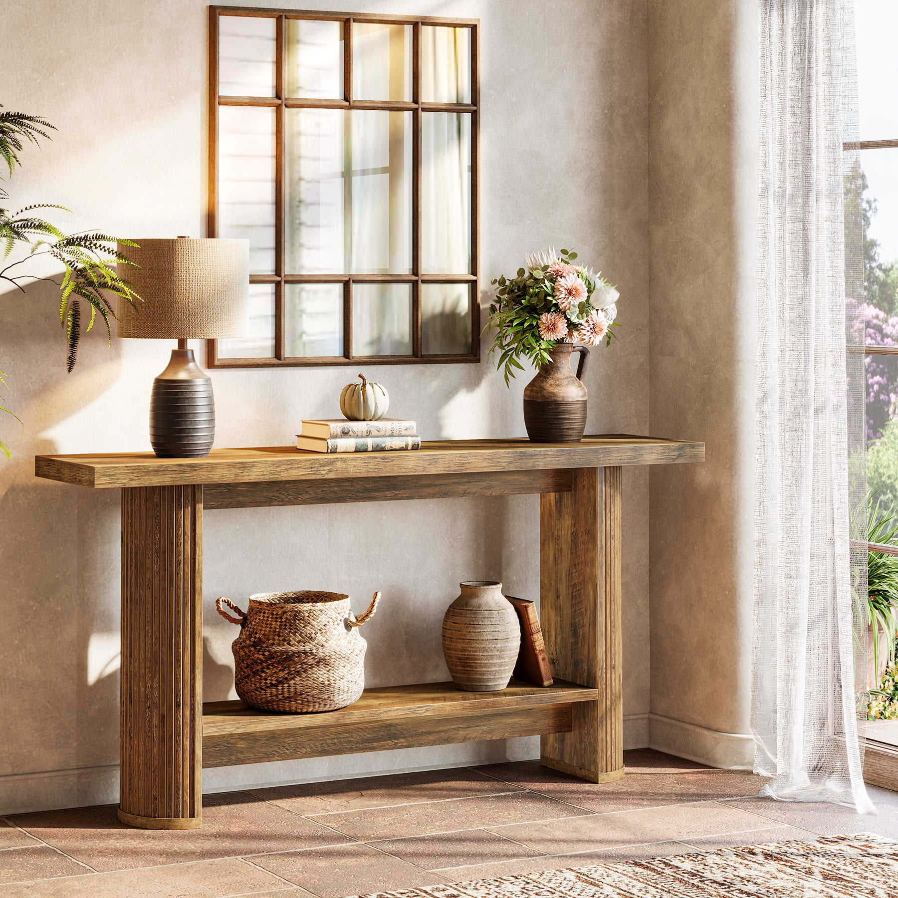 Sleek 55-Inch Console Table, Modern Entrance Table Behind Sofa