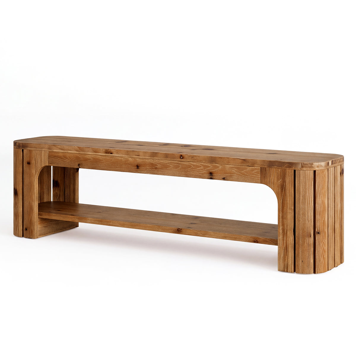 Tribesigns 62.99-Inch Solid Wood Shoe Storage Bench, 2-Tier Entryway Bench for Hallway and Bedroom