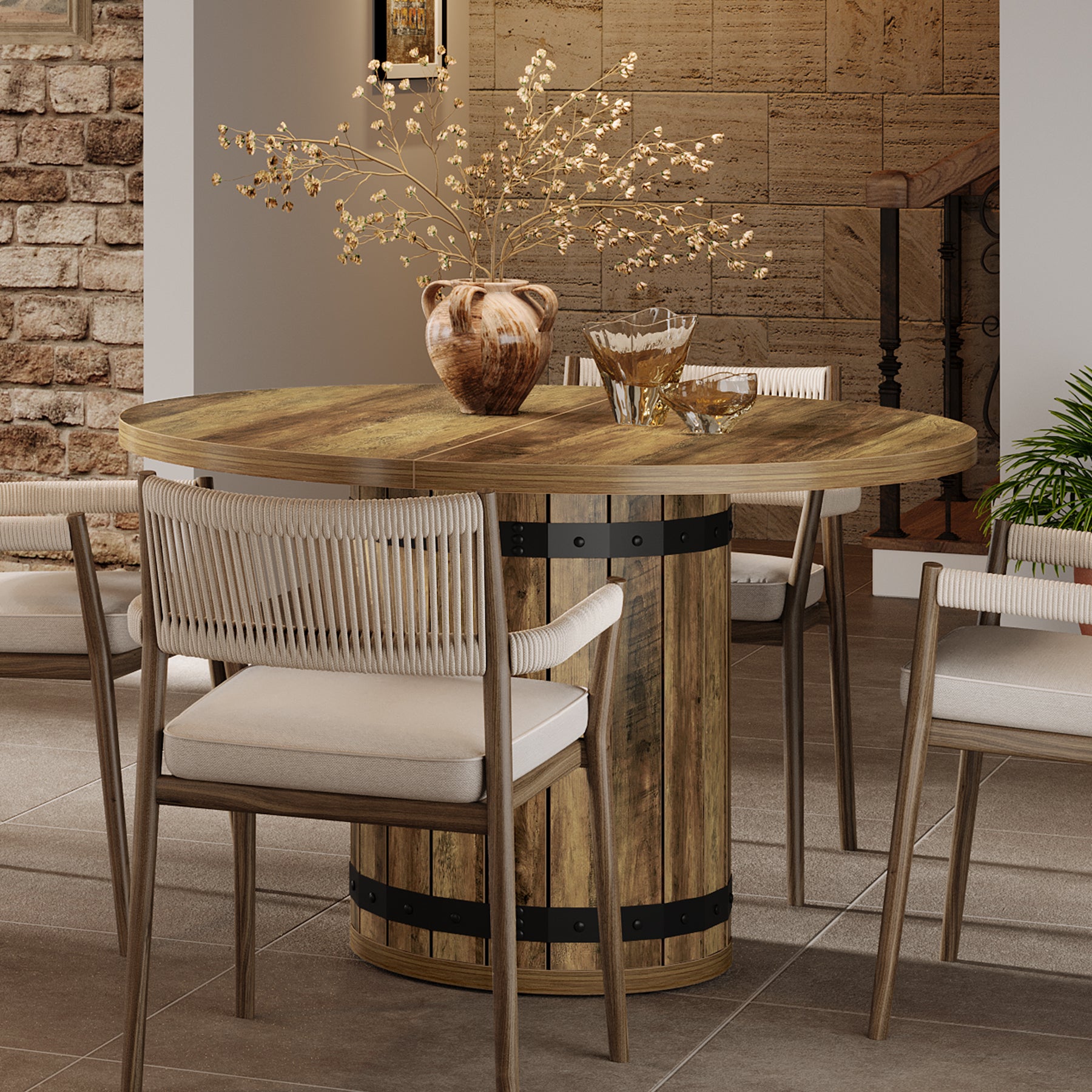 Tribesigns 39.37-Inch Round Dining Table, 4-Person Kitchen Table