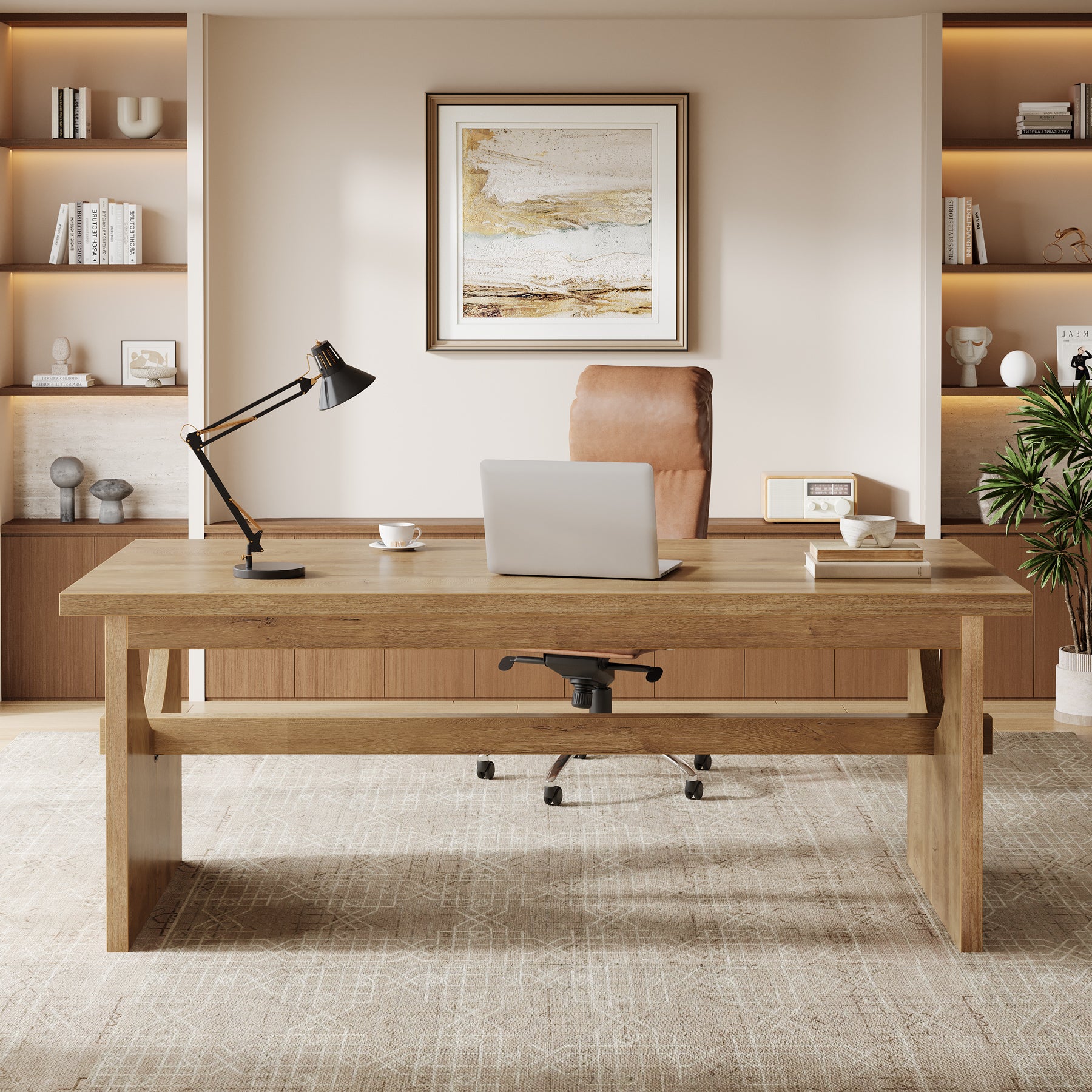 Tribesigns 63-Inch Farmhouse Executive Office Desk with Large Work Surface for Home Office and Workstation