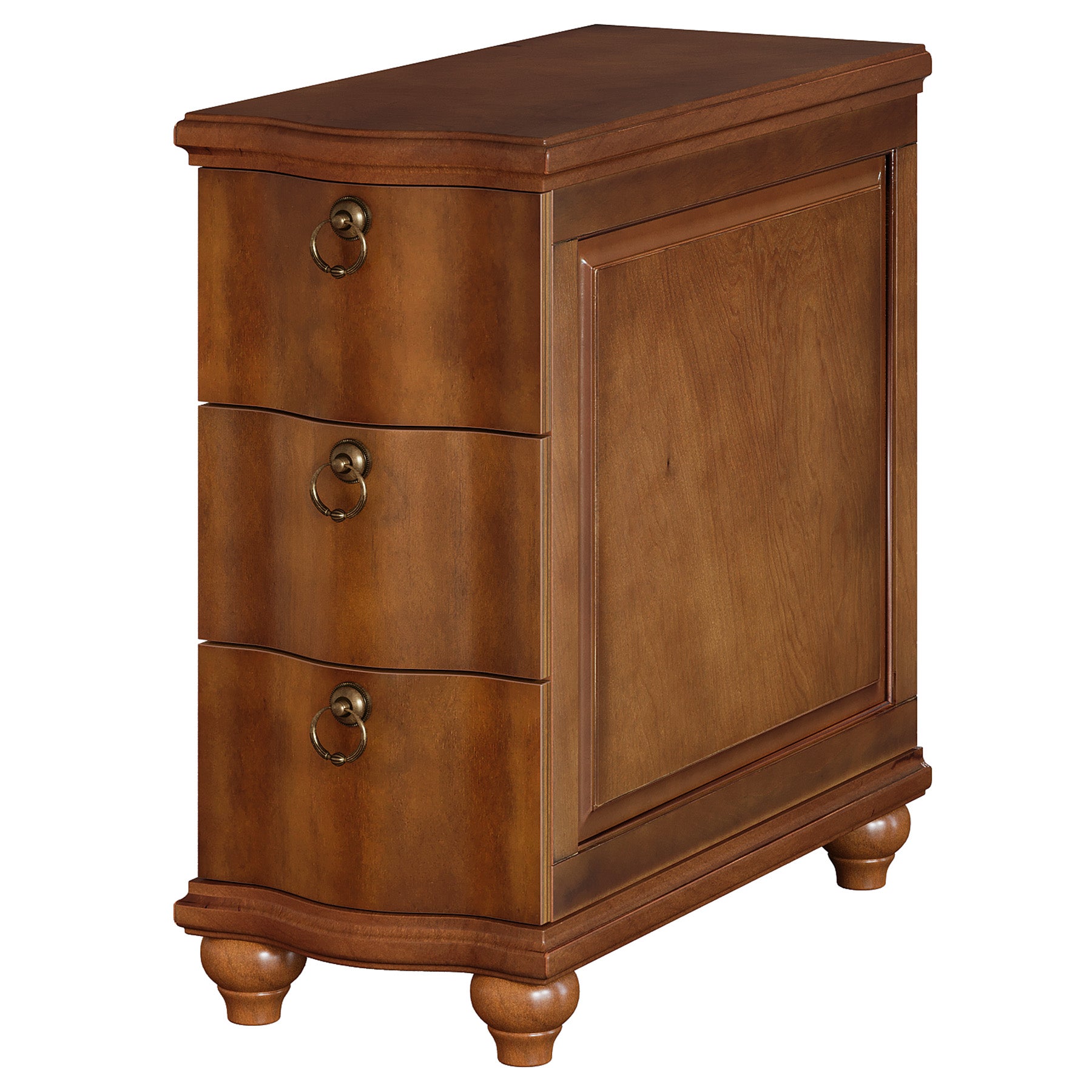 Tribesigns 11.02-Inch Wide Fully Assembled End Table with 3 Drawers, Narrow Walnut Brown Side Table for Bedside Living Room