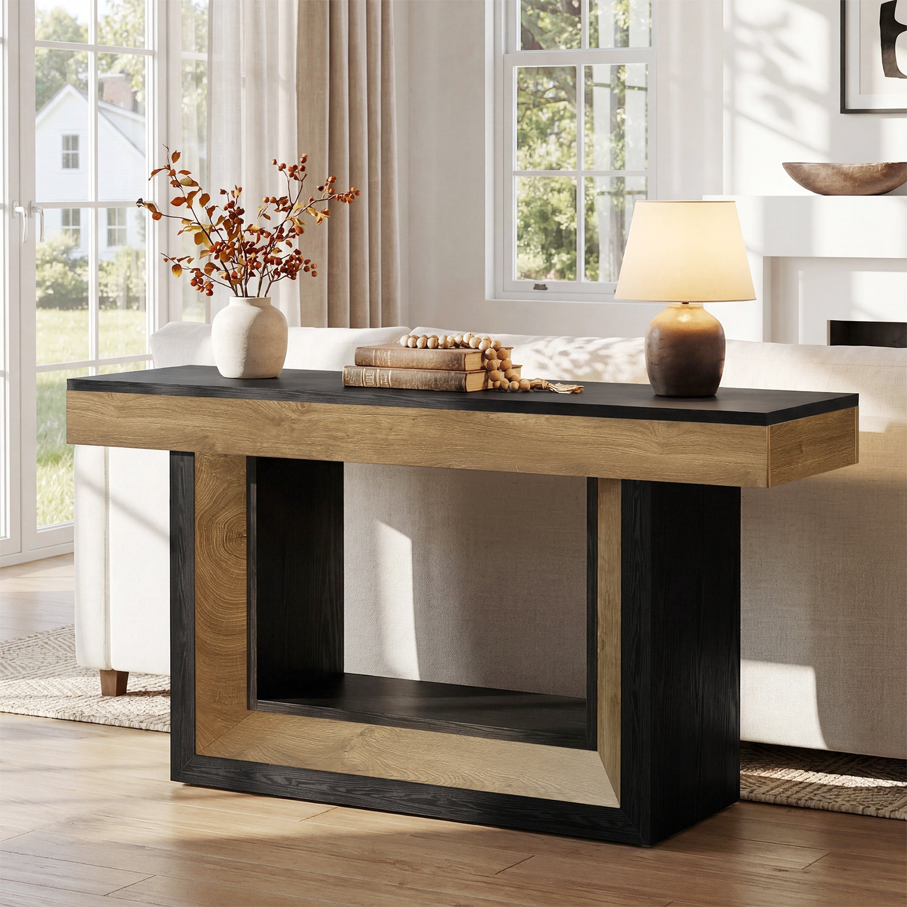 Tribesigns 63-Inch Narrow Console Table with 2-Tier Storage, Farmhouse Sofa Table for Entryway