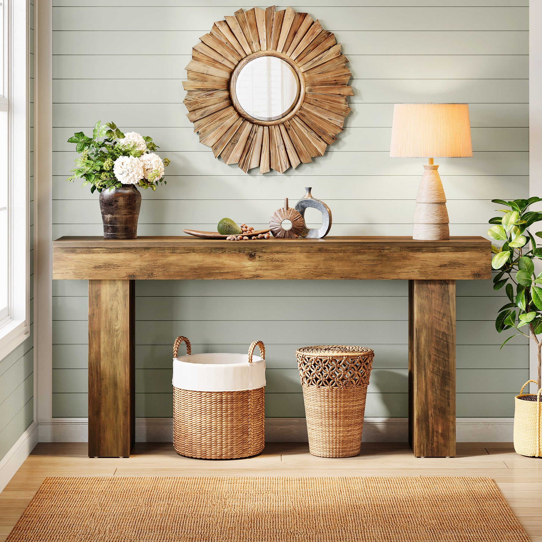 63 Inch Narrow Console Table, Modern Sofa Table for Entryway Living Room