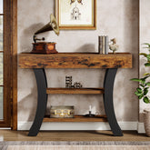 41.34" Rustic Console Table, 3-Tier Entryway Table with Curved Frame for Living Room 3
