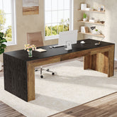 78.7-Inch Two-Person Computer Desk with Reinforced Double-Rectangle Legs, Farmhouse Executive Desk for Home Office 3