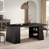 Tribesigns 63-Inch Black Kitchen Table with Double Pedestal Storage, Modern Dining Table for 4-6 People 3