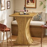 39.4 Inch Square Bar Table with Hourglass Base, Farmhouse Pub Table for Small Spaces 3