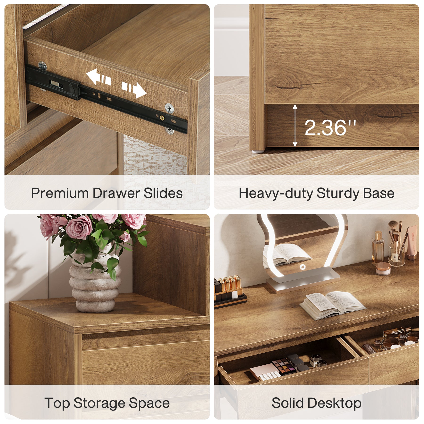 63-Inch Makeup Vanity Desk with 5 Drawers, Modern Dressing Table with Cabinet