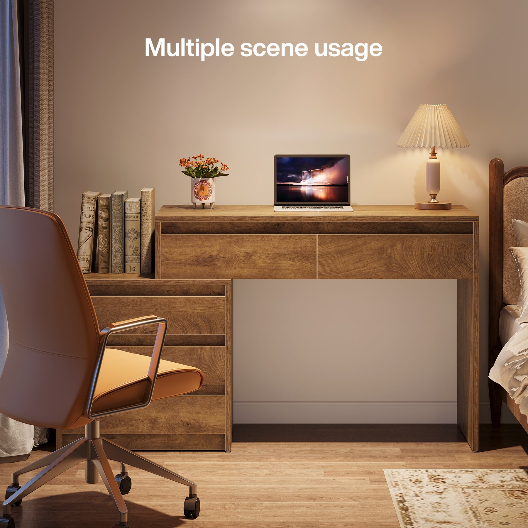 62.99-Inch Computer Desk with 5 Drawers, Industrial Home Office Desk with File Cabinet for Small Spaces