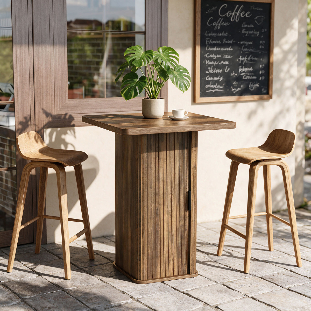 Tribesigns 35.43" H Bar Table with 3-Tier Storage Cabinet, High Top Pub Table for Small Kitchens