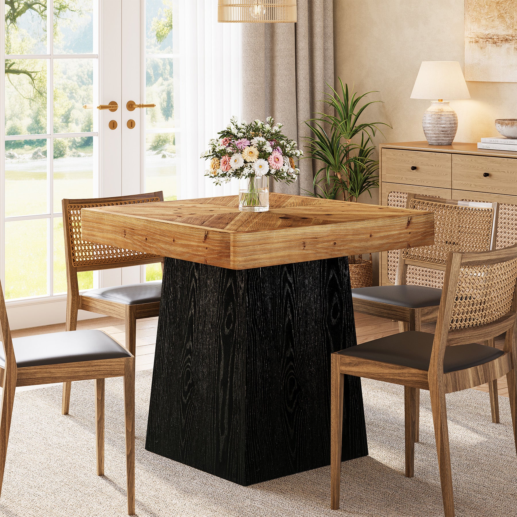 Tribesigns 31.5" Solid Wood Dining Table, Square Farmhouse Table for 2-4