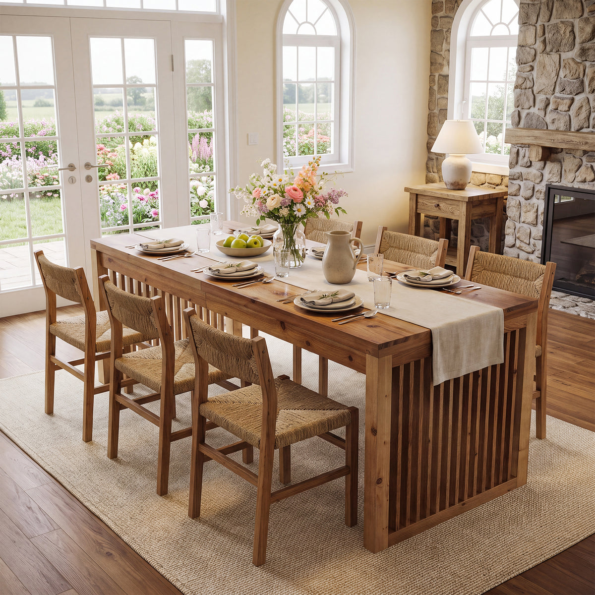 Tribesigns 79" Solid Wood Dining Table with Mission-Style Legs, Large Farmhouse Table for 6-8
