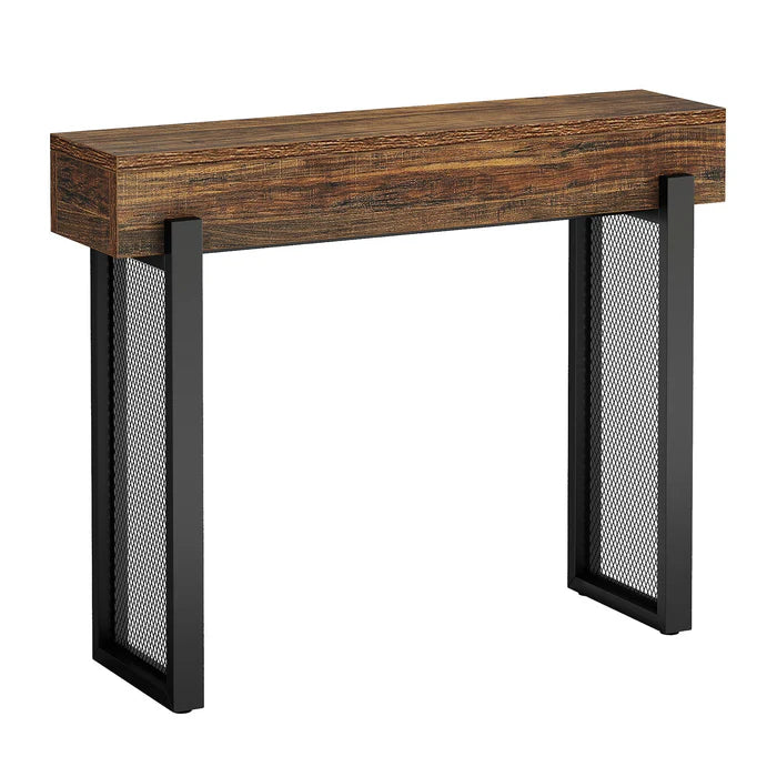 41" Console Table, Small Sofa Entryway Table with Storage and Mesh Metal Legs