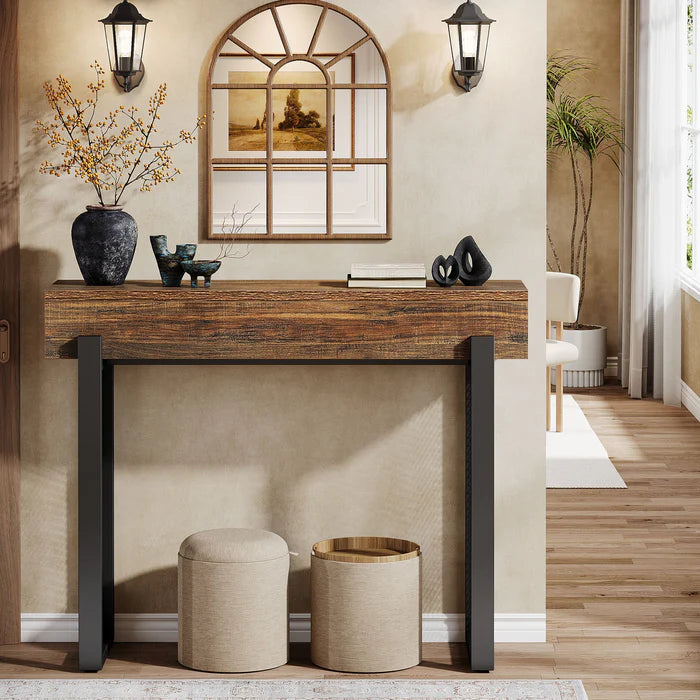 41" Console Table, Small Sofa Entryway Table with Storage and Mesh Metal Legs