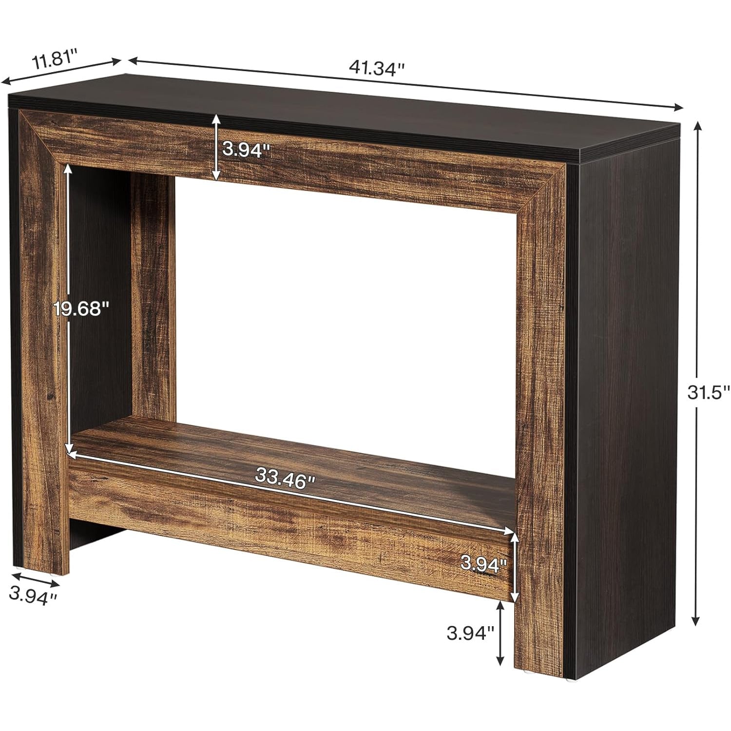 41.3" Farmhouse Console Table Sofa Table w/Open Shelves for Living Room