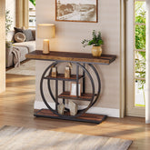 41.3" Console Table, Industrial 4-Tier Sofa Entryway Table with Circle Base 3