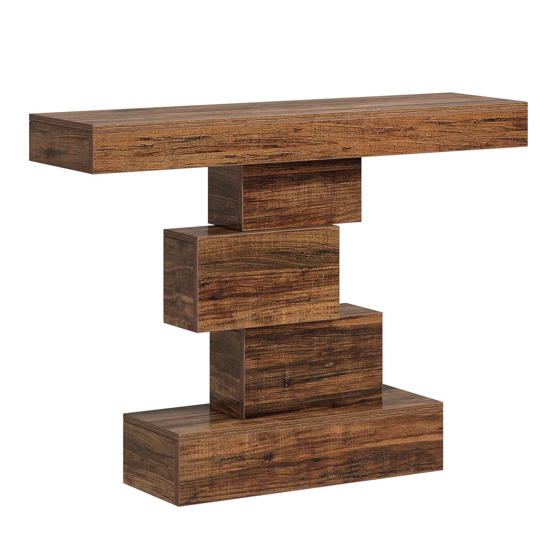 Tribesigns 42.5-Inch Narrow Console Table with Stacked Geometric Base, Modern Hallway Table for Entrance and Living Room