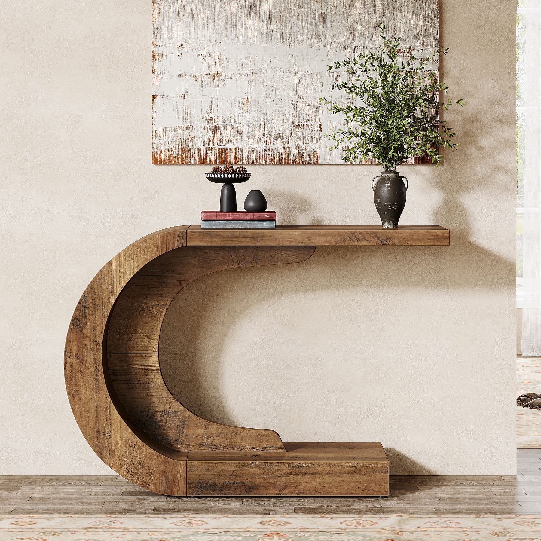 43" Console Table, C-Shaped Modern Accent Table Hallway Table