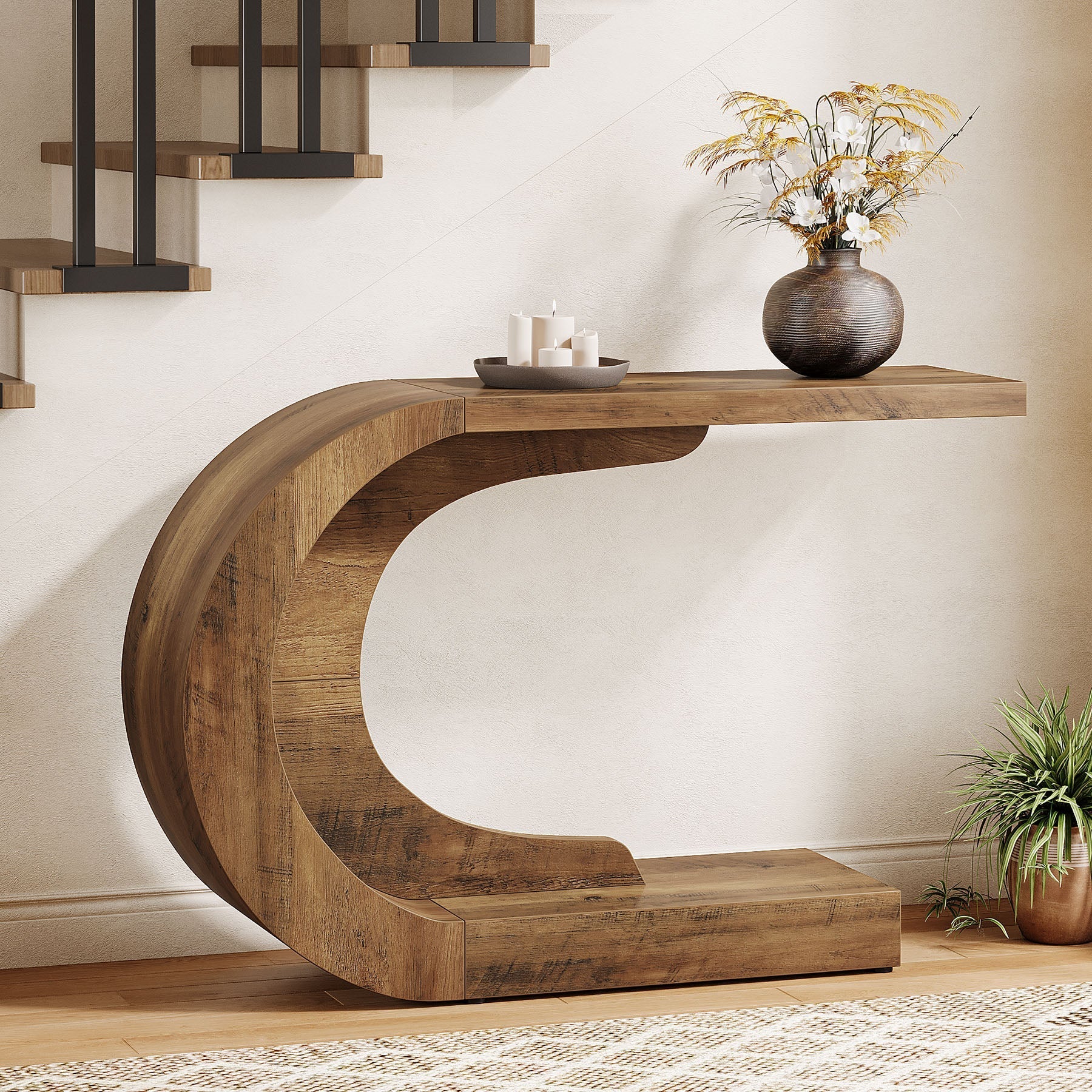 43" Console Table, C-Shaped Modern Accent Table Hallway Table