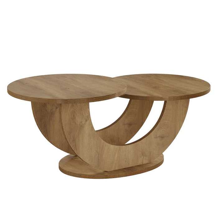 Modern U-Shaped Coffee Table - 45" Wide with 2 Display Shelves
