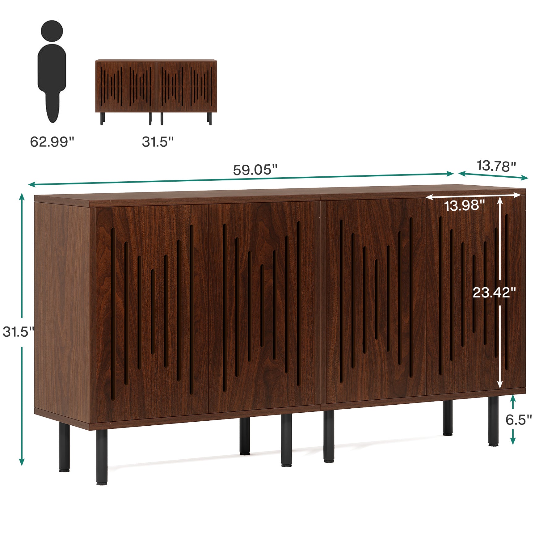 Tribesigns 59-Inch Vintage Sideboard Buffet Set of 2 with Adjustable Shelves, Farmhouse Storage Cabinet for Kitchen Living Room and Hallway