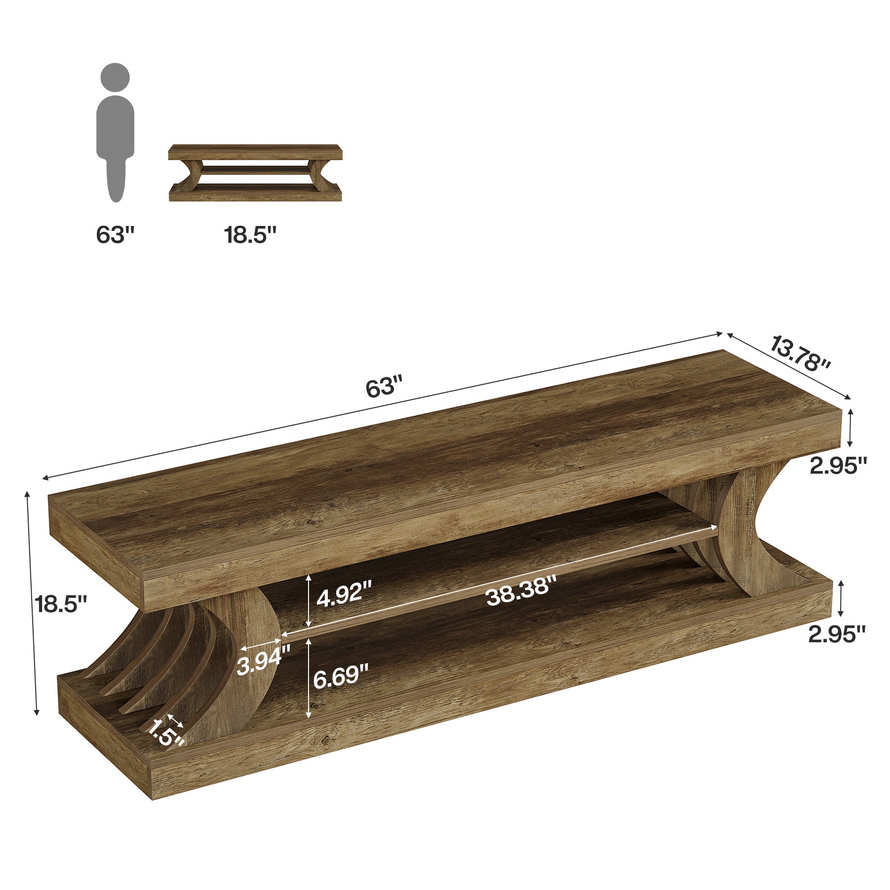 Tribesigns 63-Inch Entryway Shoe Bench with Open Storage, 3-Tier Bed Bench for Bedroom and Hallway