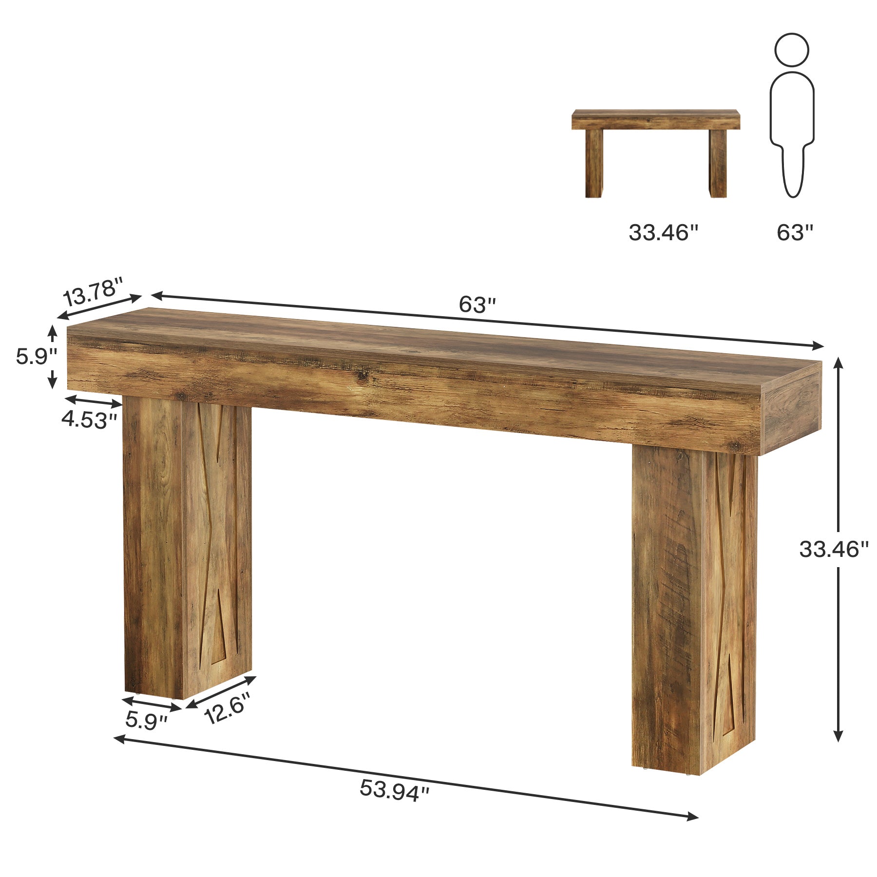 63 Inch Narrow Console Table, Modern Sofa Table for Entryway Living Room