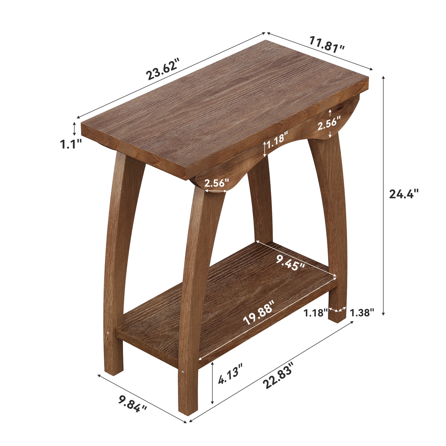 Tribesigns 23.62-Inch Solid Wood End Table with Lower Shelf, Farmhouse Side Table for Living Room