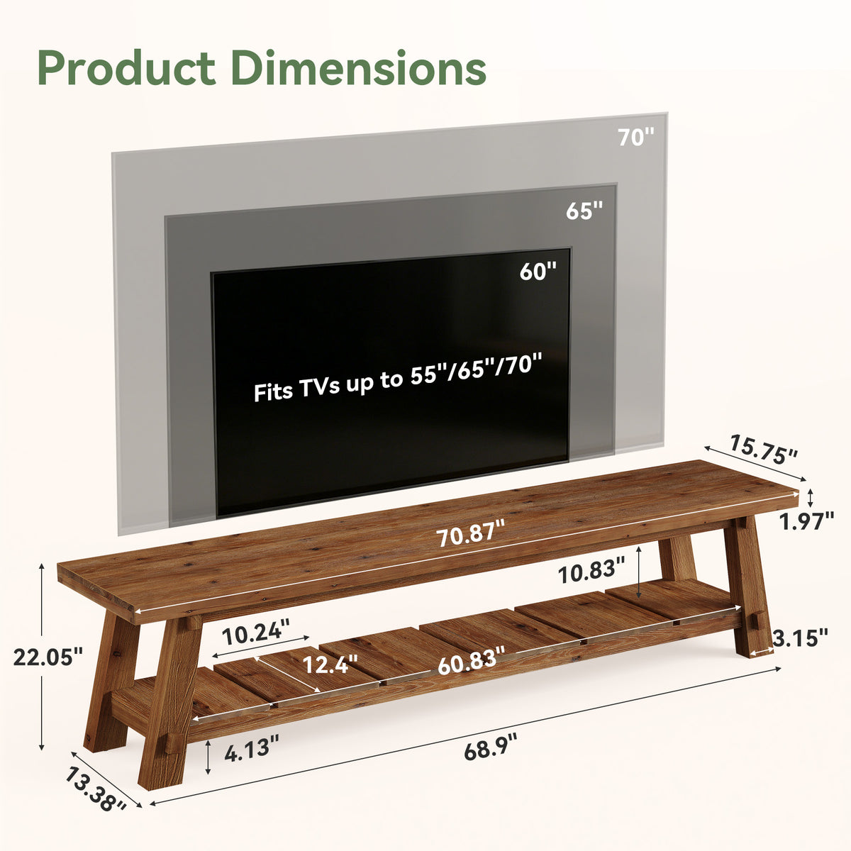 Tribesigns 71-Inch Solid Wood TV Stand for 85-Inch TVs, Extra Long Media Console for Living Room