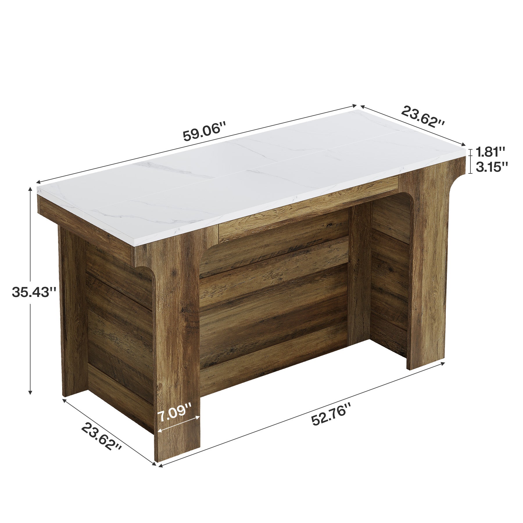 Tribesigns 59-Inch Bar Table with Faux Marble Top, Counter Height Table for Kitchen and Bistro
