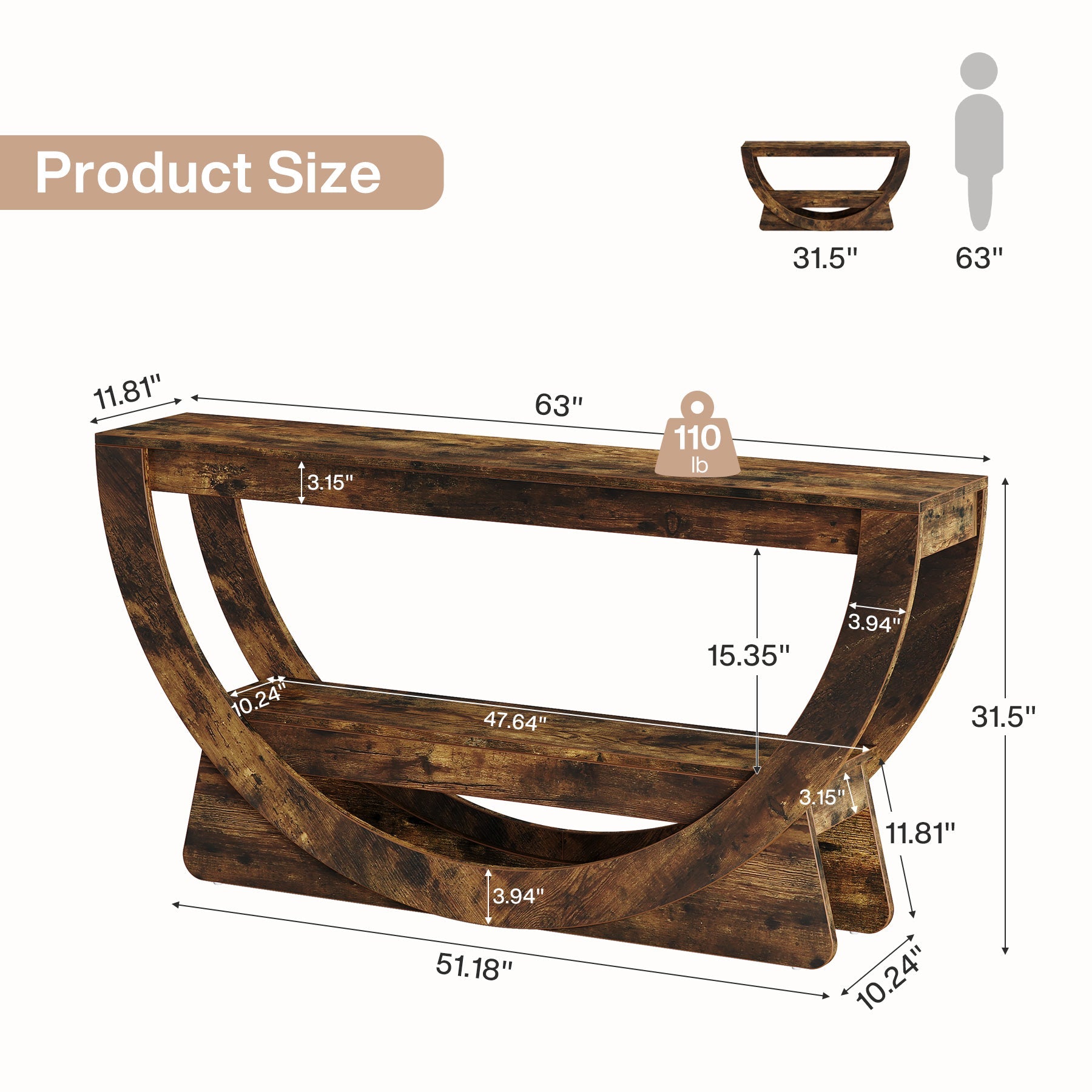 TV Stand for 55 - 75" TV, Entertainment Center with Open Storage Shelves Tribesigns