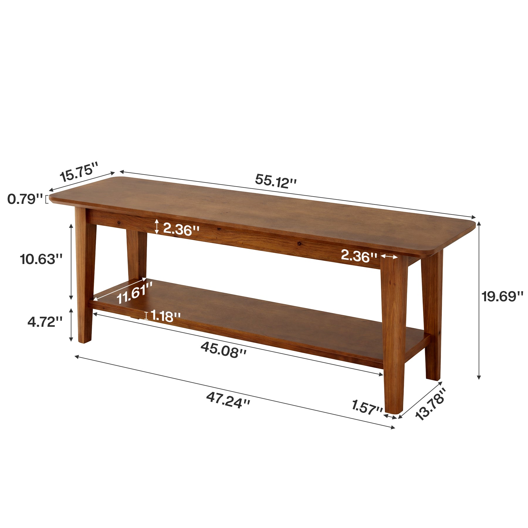 Tribesigns 55.12-Inch Wooden Shoe Bench with Open Shelves, Farmhouse Entryway Bench for Hallway
