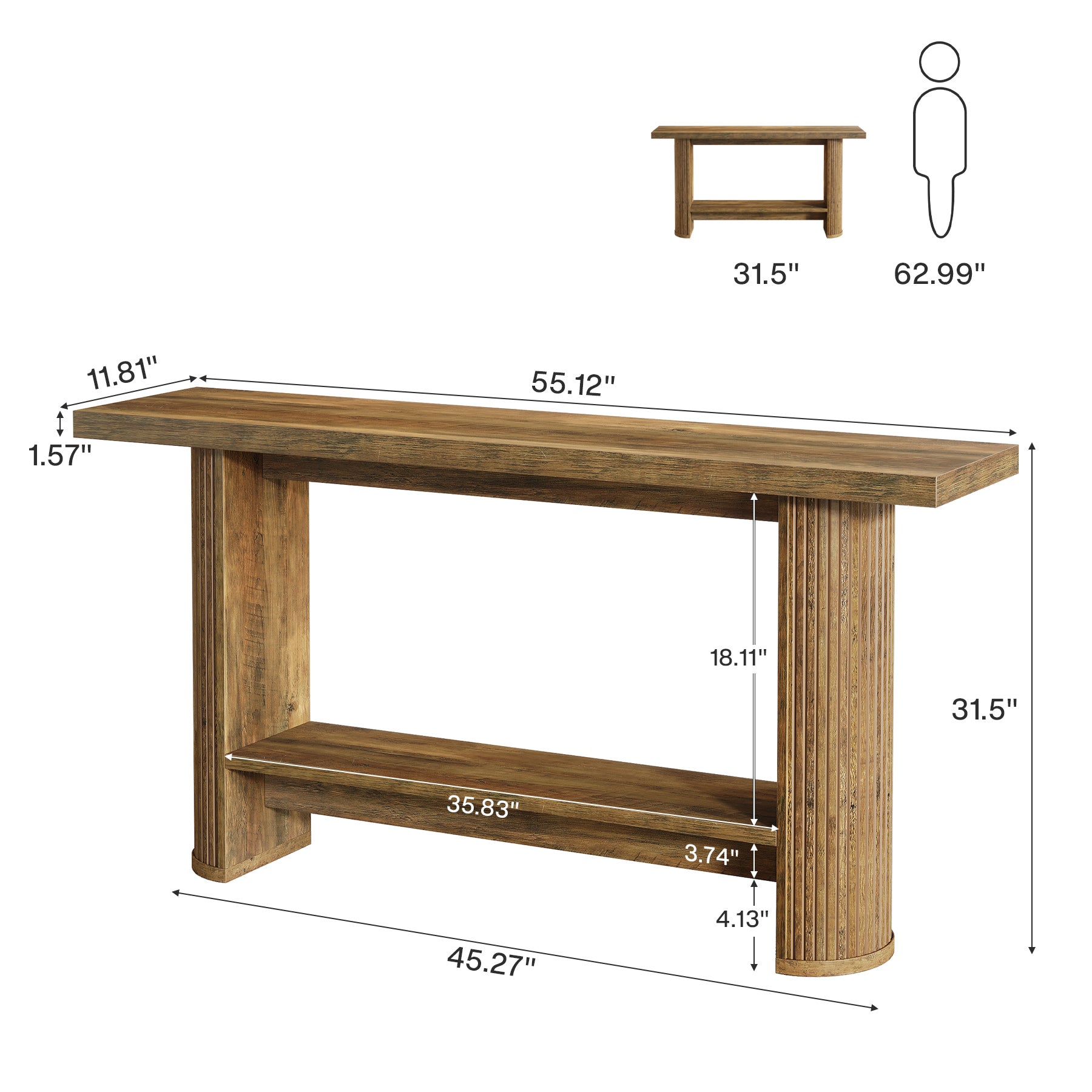 Sleek 55-Inch Console Table, Modern Entrance Table Behind Sofa