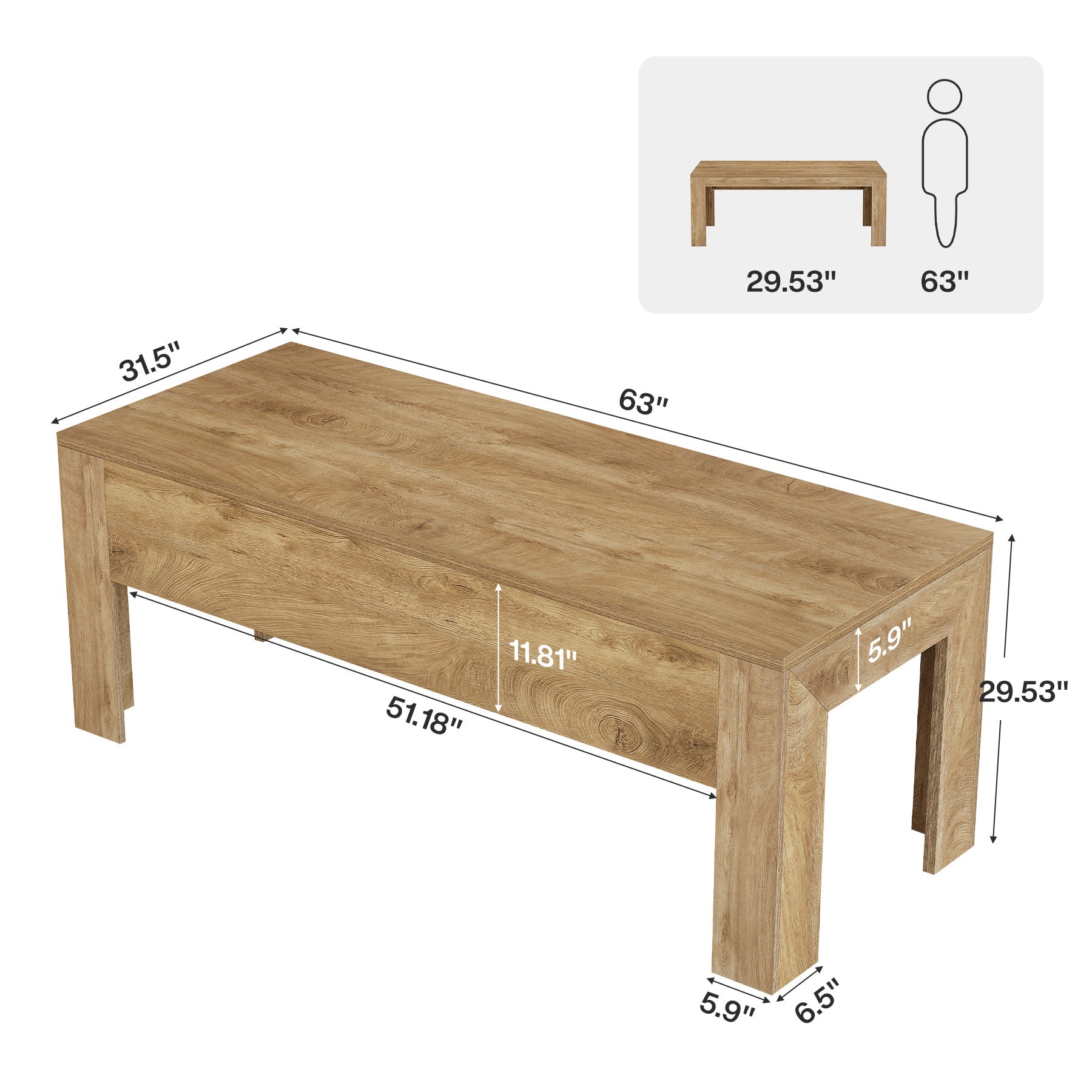 Tribesigns 63-Inch Modern Home Office Desk, Large Wooden Computer Desk for Study and Office