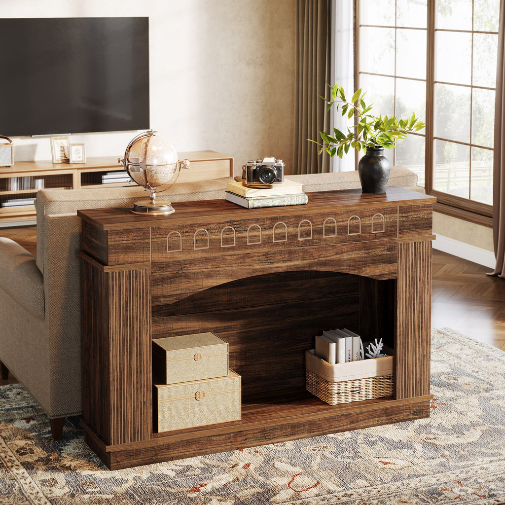 47" Farmhouse Console Table 2 Tier Sofa Table Entryway Table