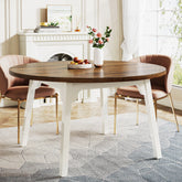 47-inch Dining Table, Round Farmhouse Kitchen Table for 4-6 3