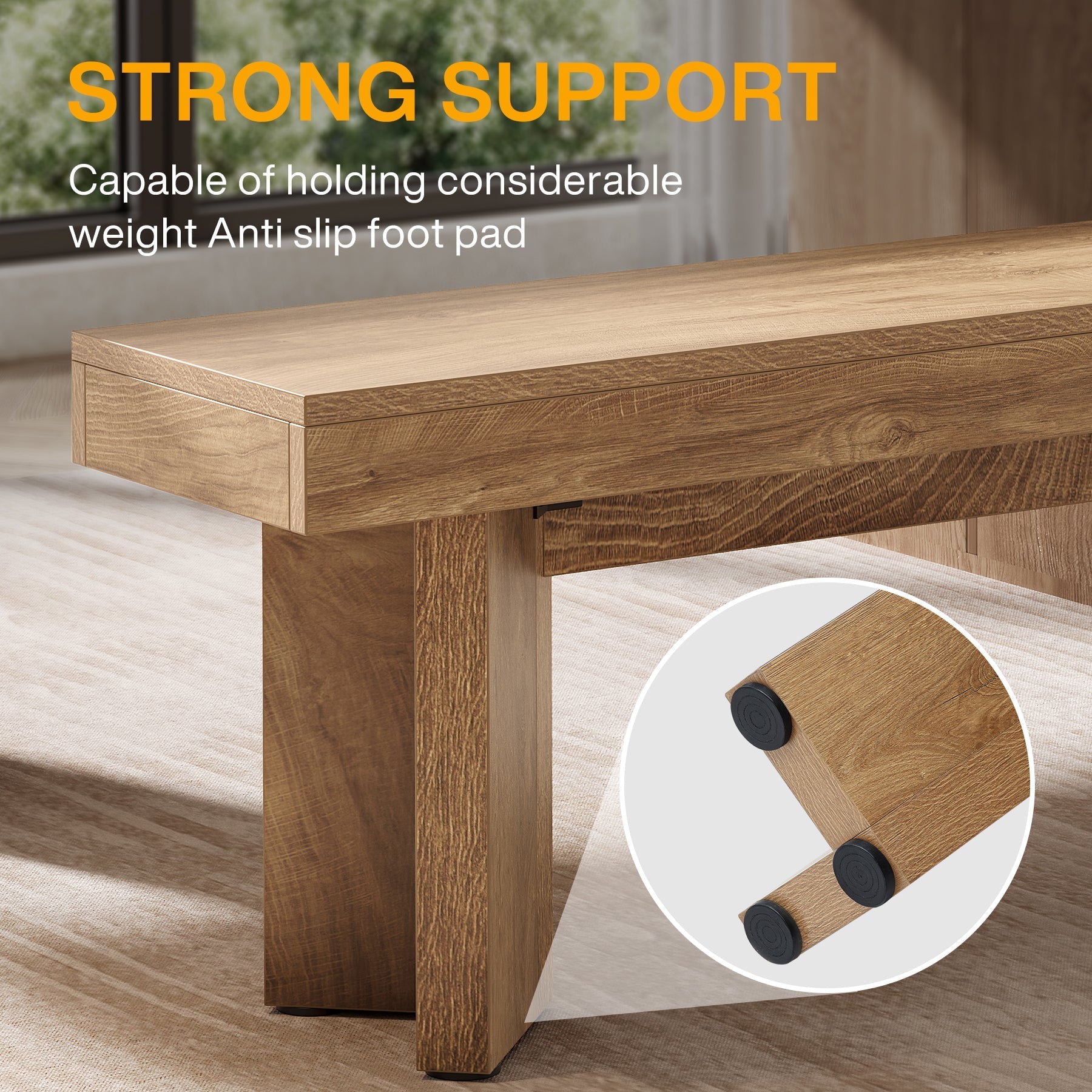 47" Kitchen Table Bench, Farmhouse Dining Bench with Sturdy Frame Tribesigns