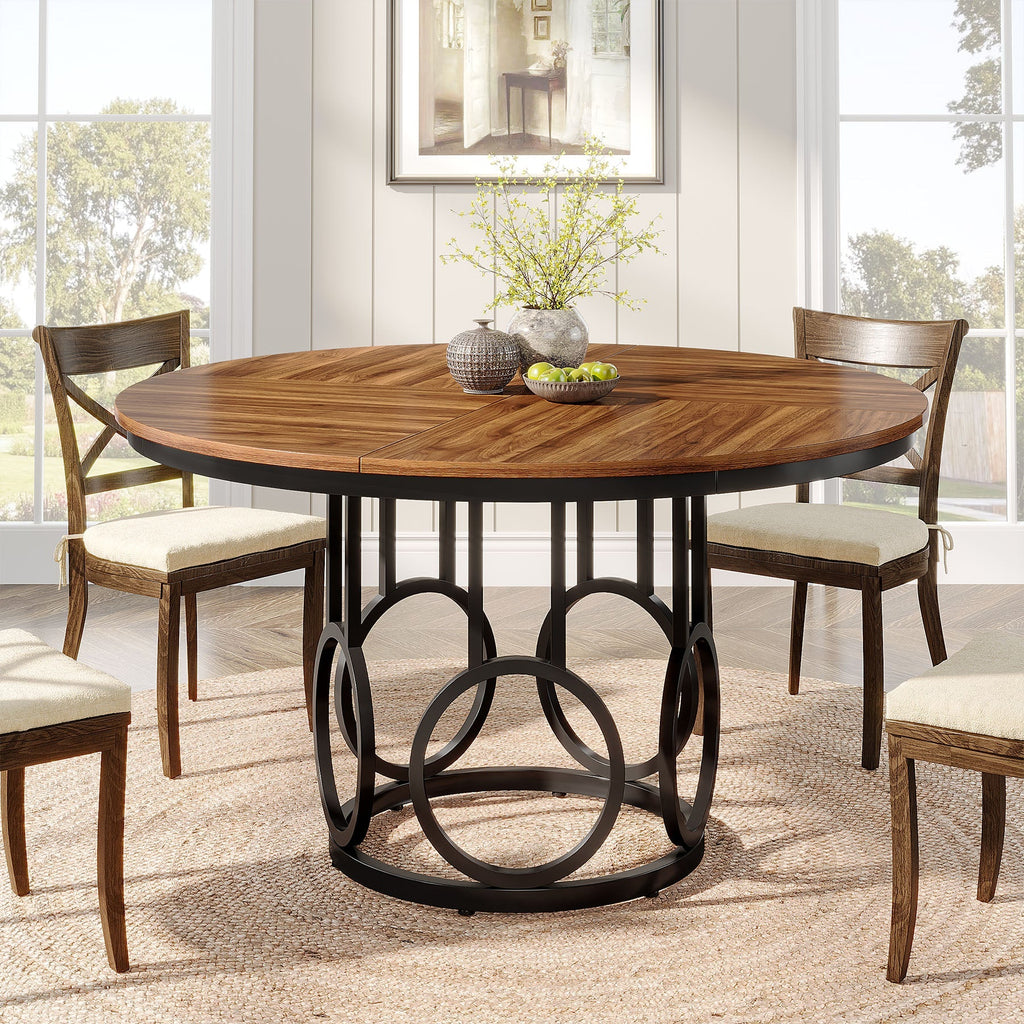 47" Wood Dining Table Round Kitchen Table 4 6 People