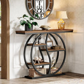 47.2" Industrial Console Table - 5-Tier Slim Sofa Table w/Wood Shelves for Entryway 3