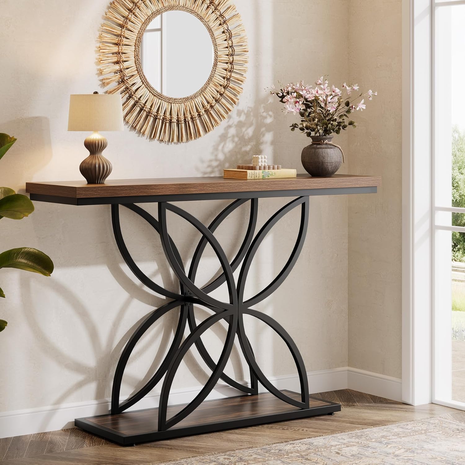 47" Industrial Console Table - Butterfly Base Entryway Table