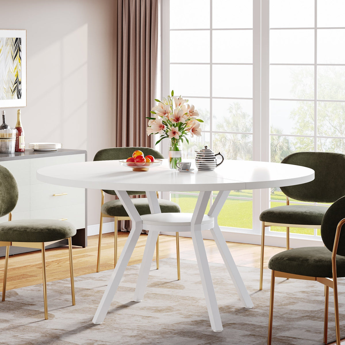 Kitchen Table Small Spacw Moog Coil Spring Online Catalog Tribesigns 47 Inch Round - Modern White ...