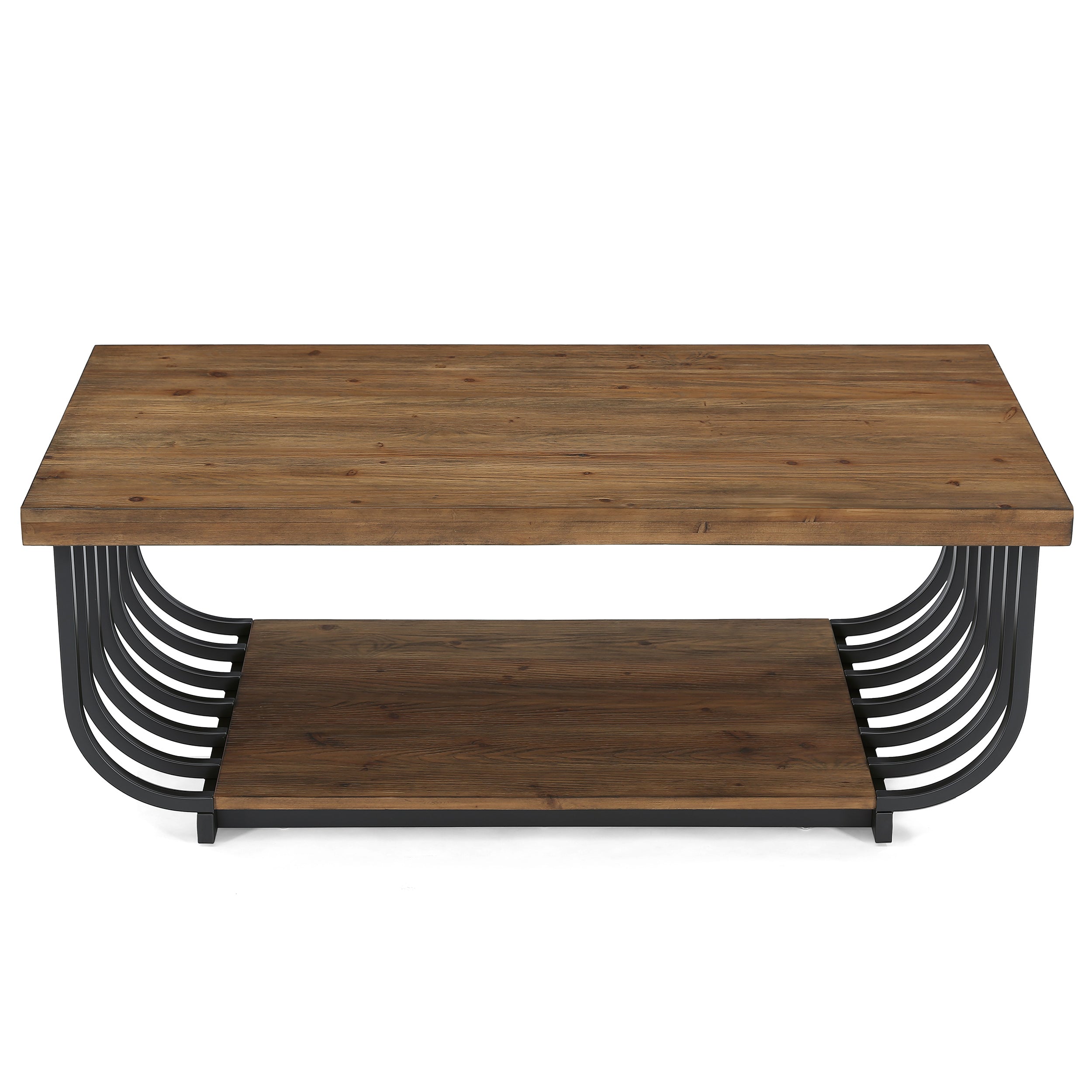 Tribesigns 47-Inch Solid Wood Coffee Table with 2-Tier Storage, Rectangular Table for Living Room