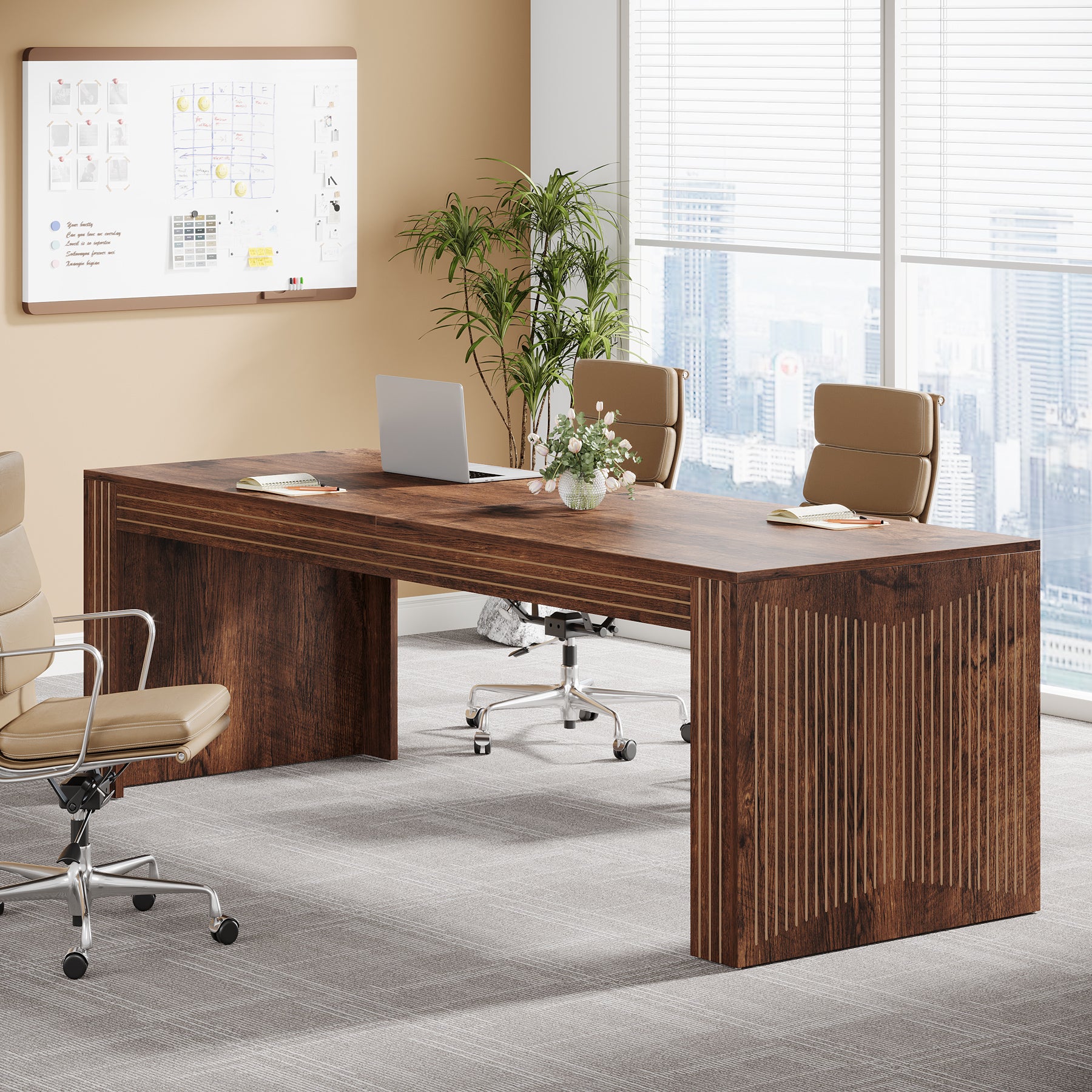 78" Extra Long Desk, Two Person Home Office Desk in Natural