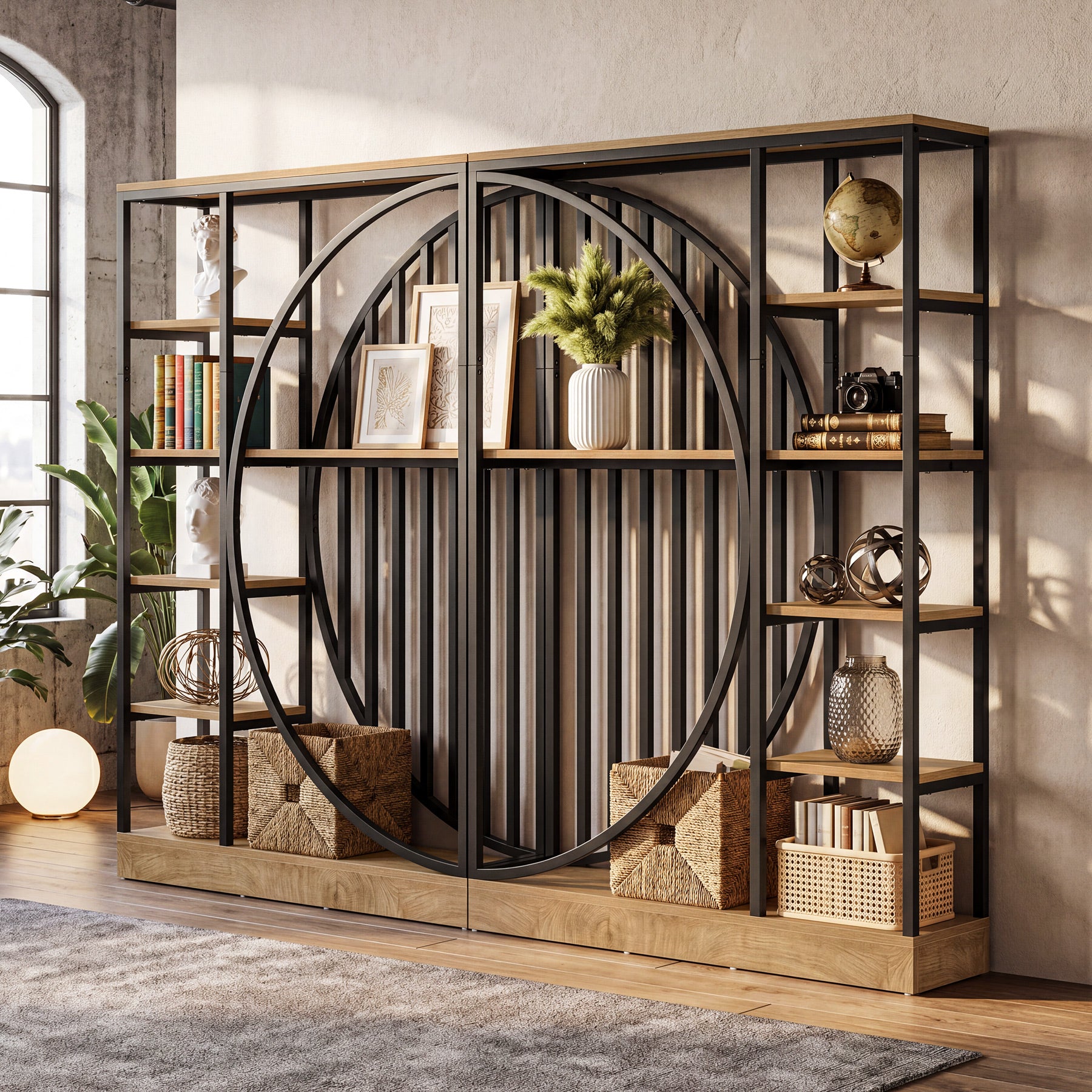 Tribesigns 70.9-Inch 5-Tier Bookshelf Room Divider, Reversible Display Shelf for Home Office