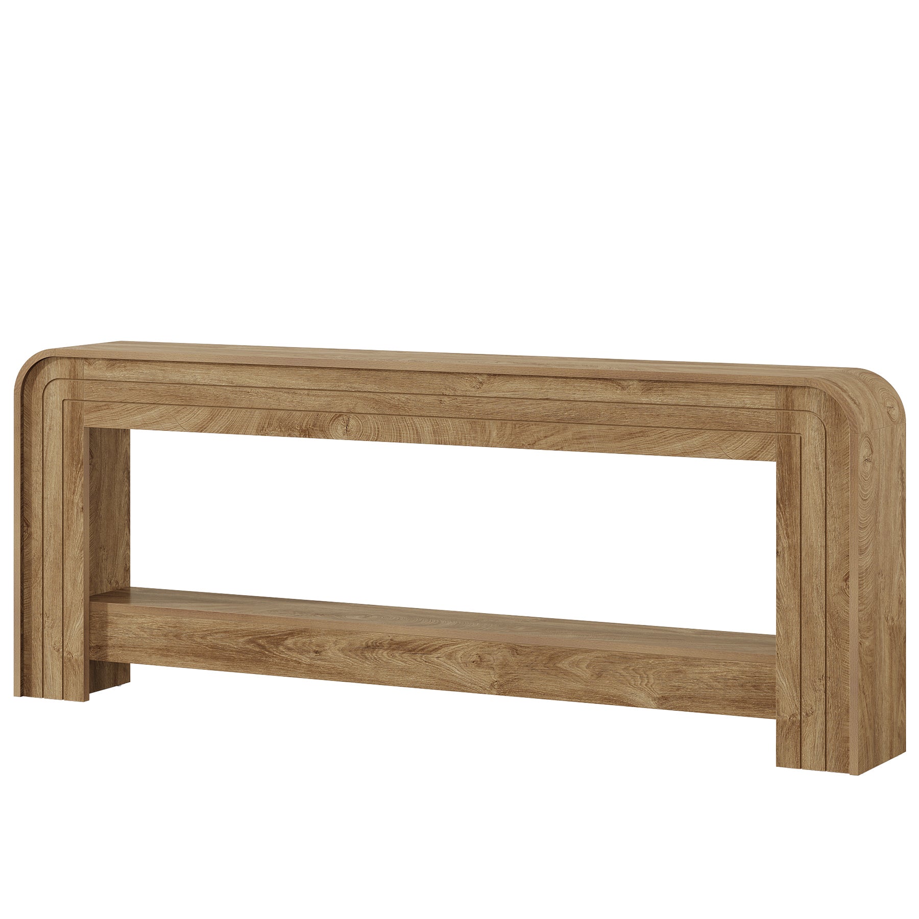 78.74 Inch Farmhouse Console Table with Open Storage Shelf and Curved Edges, Slim Entryway Sofa Table for Hallway