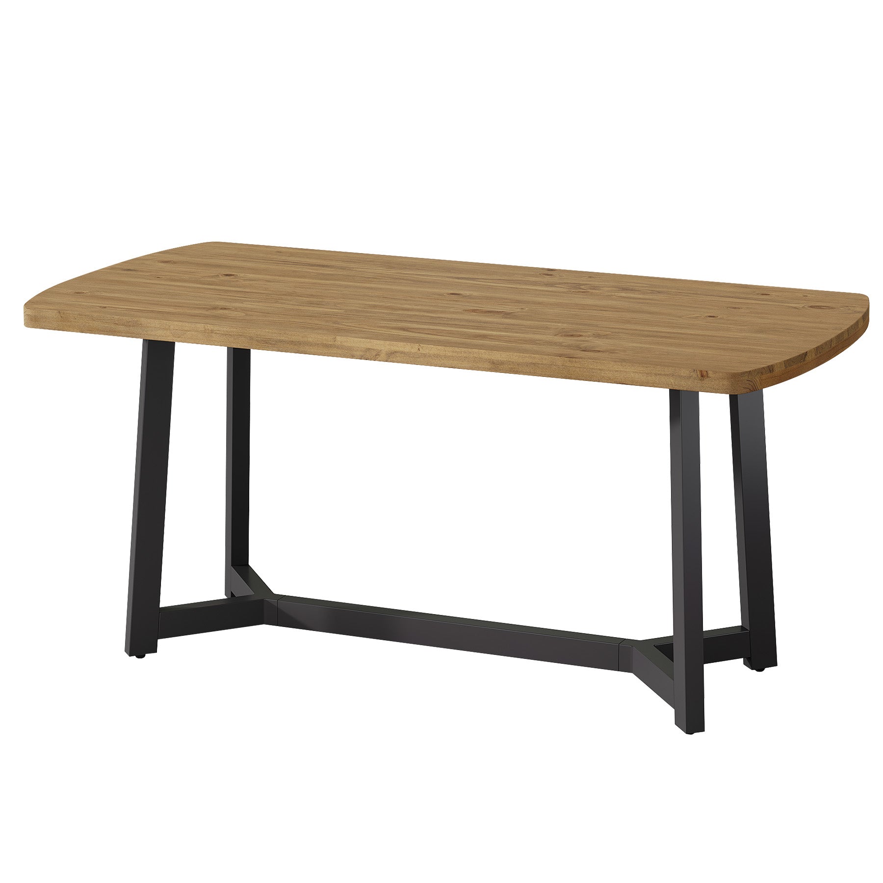 Tribesigns 63-Inch Solid Pine Wood Office Desk, Large Computer Desk with Metal Frame for Home Office