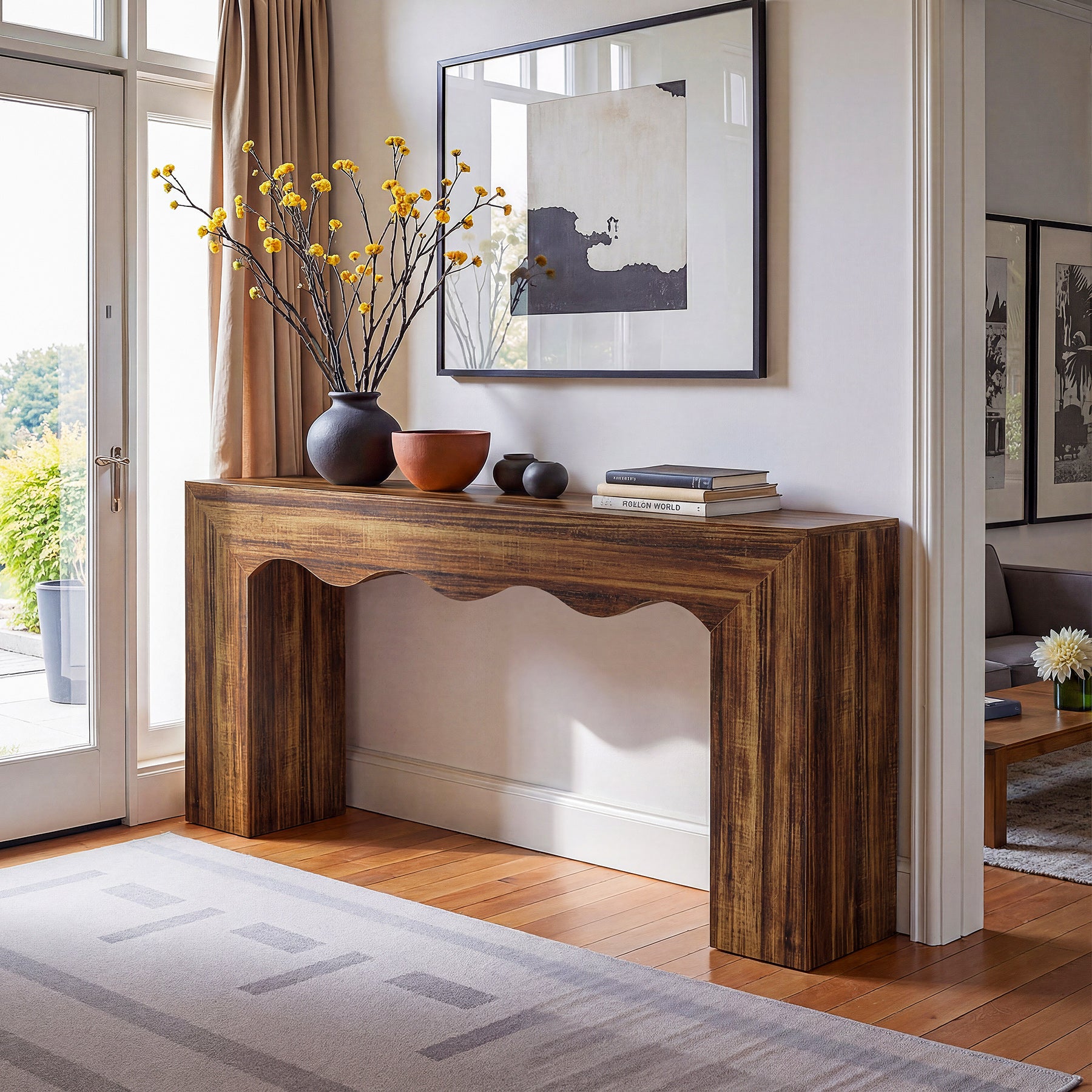 The Homestead Haven, 63" Narrow Farmhouse Console Table with Storage Base