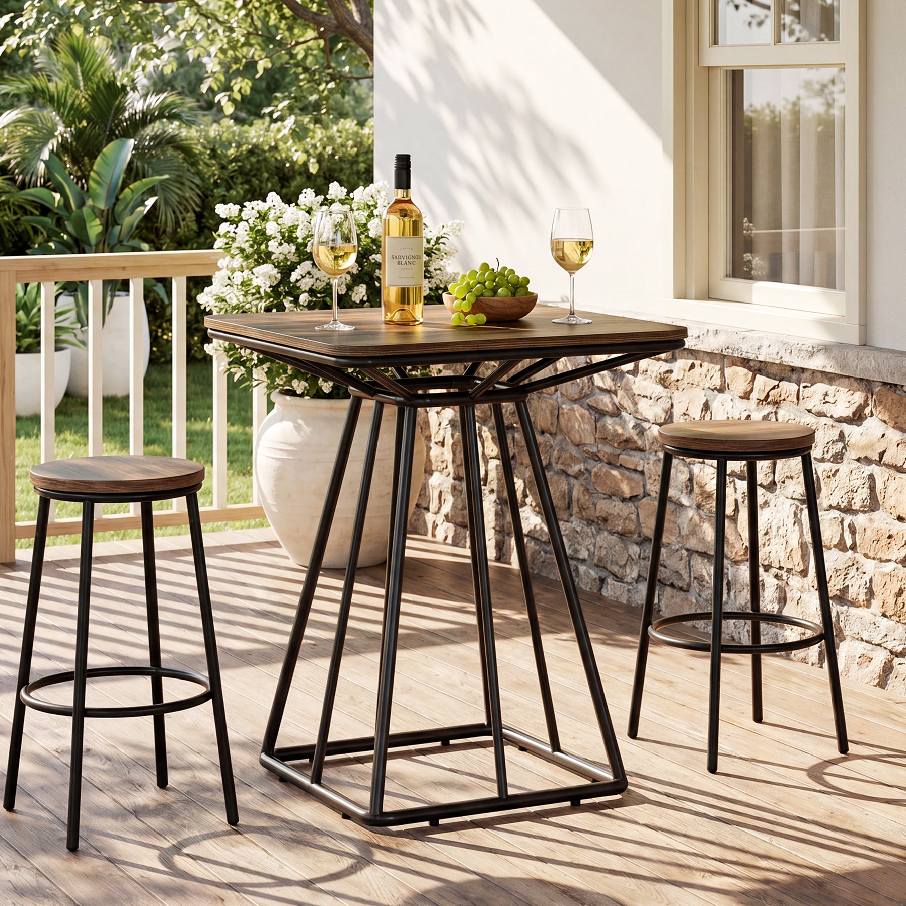 Tribesigns 31.5 Inch Square Bar Table, Geometric Pedestal Base for Kitchen Dining and Bistro Spaces