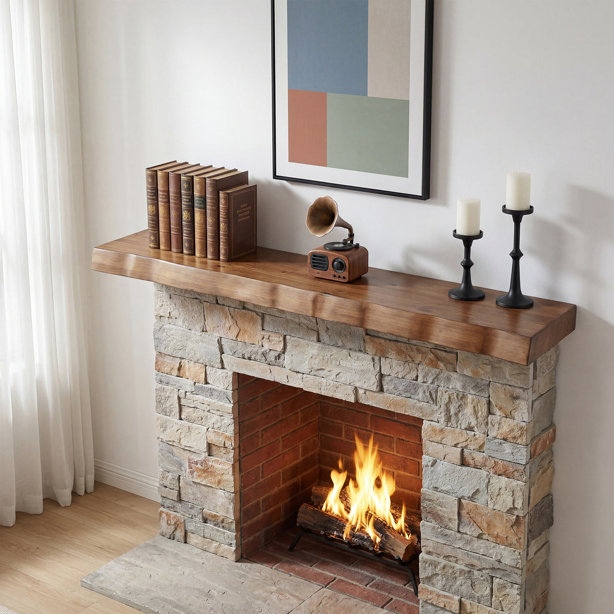 Tribesigns 62.99" Floating TV Stand for 65" TV, Solid Wood Wall Mounted Console with Storage